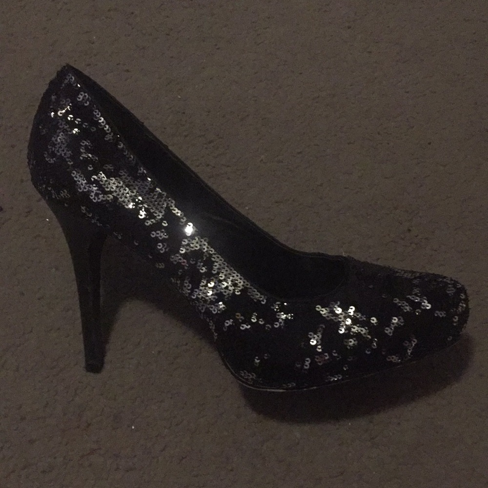 Report Black  and Silver Sequin Heels